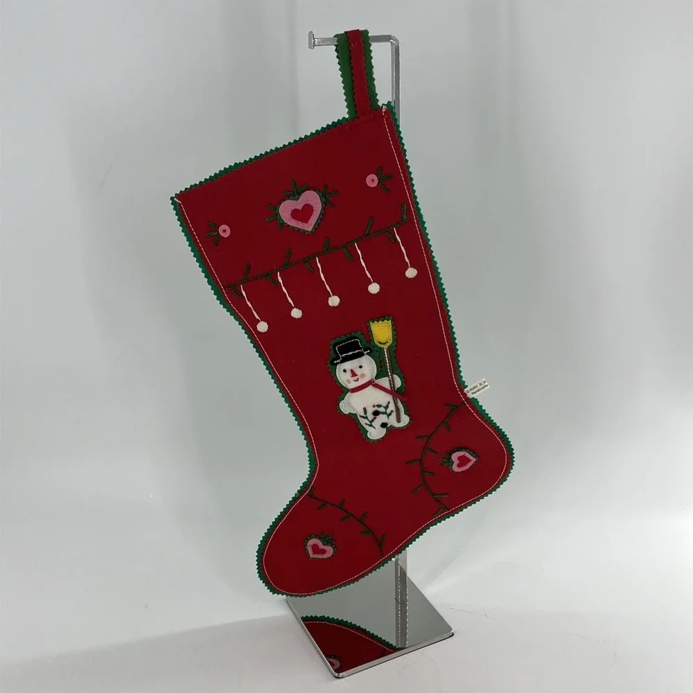 Vintage Kurt Adler Felt Christmas Stocking Snowman Handcrafted Stitch Korea, 20